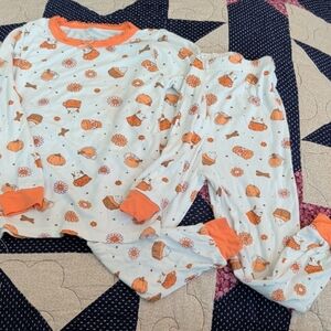 Charming Pumpkin Print Kids Pajama Set